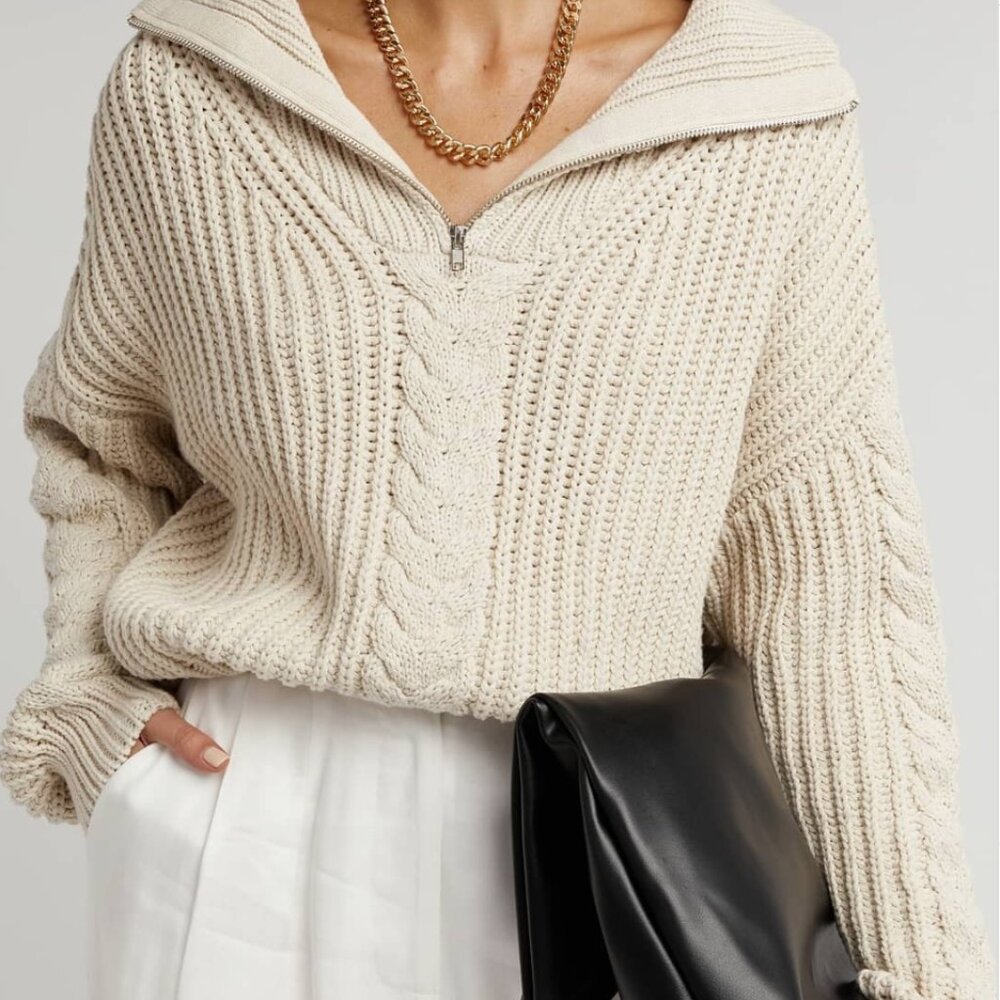 DISSH Cream Cable Knit Sweater